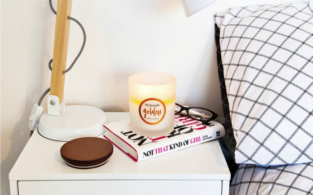 Chloe Jane Candle Co on bedside table
